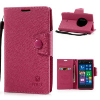 Кожен калъф тефтер със стойка и връзка MLT за Nokia Lumia 1020 тъмно розов